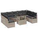Havesofa Sæt med pude 10 pcs Lysegrå polyrattan