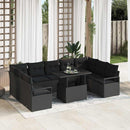 Havesofa Sæt med pude 10 pcs Sort polyrattan