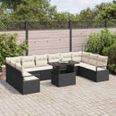 Havesofa Sæt med pude 11 pcs Sort og cremefarvet polyrattan