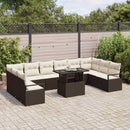 Havesofa Sæt med pude 11 pcs Brun og Creme polyrattan