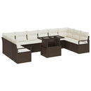 Havesofa Sæt med pude 11 pcs Brun og Creme polyrattan