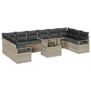 Havesofa Sæt med pude 11 pcs Lysegrå polyrattan