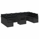 Havesofa Sæt med pude 11 pcs Sort polyrattan