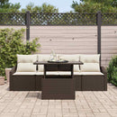Havesofa Sæt med pude 5 pcs Brun og Creme polyrattan
