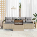 Havesofa Sæt med pude 5 pcs beige og lysegrå polyrattan
