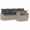 Havesofa Sæt med pude 5 pcs Lysegrå polyrattan