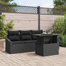 Havesofa Sæt med pude 5 pcs Sort polyrattan