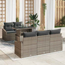 Havesofa Sæt med pude 6 pcs Grå polyrattan