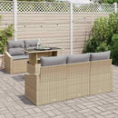 Havesofa Sæt med opbevaring 6 pcs Beige og lys grå polyrattan
