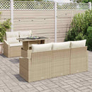 Havesofa Sæt med pude 6 pcs beige og cremefarvet polyrattan