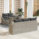 Havesofa Sæt med pude 6 pcs Lysegrå polyrattan