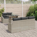 Havesofa Sæt med pude 6 pcs Lysegrå polyrattan