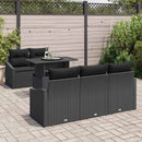 Havesofa Sæt med opbevaring med pude 6 pcs Sort polyrattan