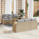 Havesofa Sæt med opbevaring 7 pcs Beige og lys grå polyrattan