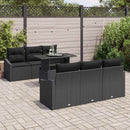 Havesofa Sæt med opbevaring med pude 7 pcs Sort polyrattan