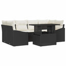 Havesofa Sæt med pude 7 pcs Sort og cremefarvet polyrattan