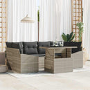 Havesofa Sæt med opbevaring med pude 7 pcs Lysegrå polyrattan