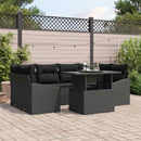 Havesofa Sæt med pude 7 pcs Sort polyrattan