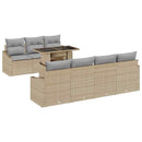 Havesofa Sæt med pude 8 pcs Beige og lys grå polyrattan