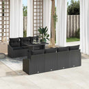 Havesofa Sæt med pude 8 pcs Sort polyrattan
