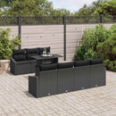 Havesofa Sæt med pude 8 pcs Sort polyrattan