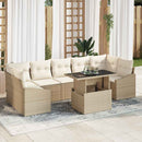 Havesofa Sæt med pude 8 pcs beige og cremefarvet polyrattan
