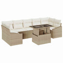 Havesofa Sæt med pude 8 pcs beige og cremefarvet polyrattan