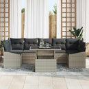 Havesofa Sæt med pude 8 pcs Lysegrå polyrattan