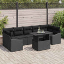 Havesofa Sæt med pude 8 pcs Sort polyrattan
