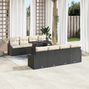Havesofa Sæt med pude 7 pcs Sort og cremefarvet polyrattan