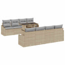 Havesofa Sæt med pude 7 pcs Beige og lys grå polyrattan