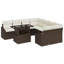 Havesofa Sæt med pude 9 pcs Brun og Creme polyrattan