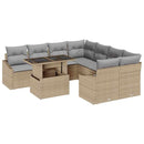 Havesofa Sæt med pude 9 pcs Beige og lys grå polyrattan