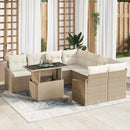 Havesofa Sæt med pude 9 pcs Beige og creme polyrattan