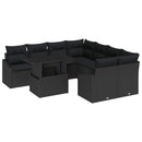Havesofa Sæt med pude 9 pcs Sort polyrattan