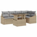 Havesofa Sæt 6 stk. Beige og lys grå polyrattan