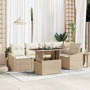 Havesofa Sæt 6 stk. Beige og creme polyrattan