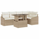 Havesofa Sæt 6 stk. Beige og creme polyrattan