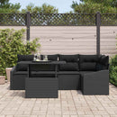 Havesofa Sæt med pude med opbevaring 6 pcs Sort polyrattan