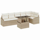 Havesofa Sæt med pude 7 pcs Beige og creme polyrattan
