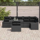 Havesofa Sæt med pude med opbevaring 7 pcs Sort polyrattan