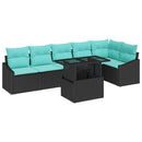 Havesofa Sæt med pude med opbevaring 7 pcs Sort og blå