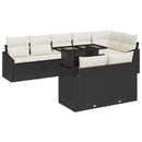 Havesofa Sæt med pude 9 pcs Sort og Cream polyrattan