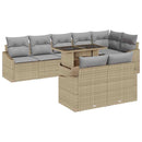 Havesofa Sæt med pude 9 pcs Beige og lys grå polyrattan