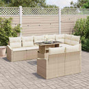 Havesofa Sæt med pude 9 pcs Beige og creme polyrattan