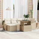 Havesofa Sæt med pude 7 pcs beige og cremefarvet