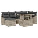 Havesofa Sæt 7 pcs Lysegrå Polyrattan og pulverlakeret stål