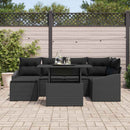 Havesofa Sæt 7 pcs Sort Polyrattan og pulverlakeret stål