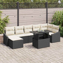 Havesofa Sæt med pude 8 pcs Sort og Cream polyrattan