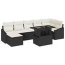 Havesofa Sæt med pude 8 pcs Sort og Cream polyrattan